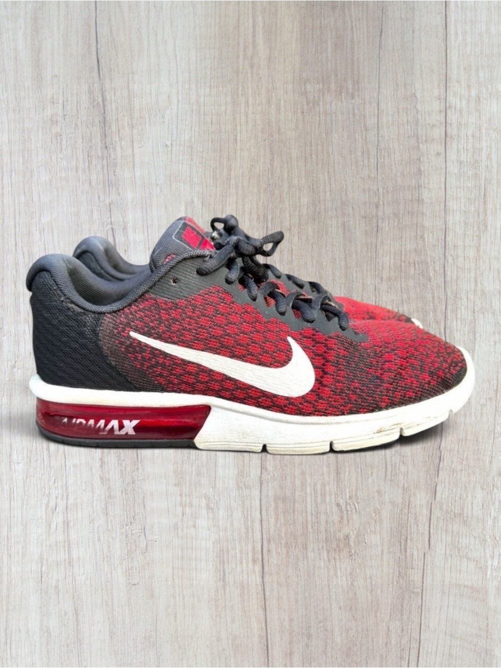 Nike Air Max Sequent 2 Red Black Running Sneakers Menâs Size 8